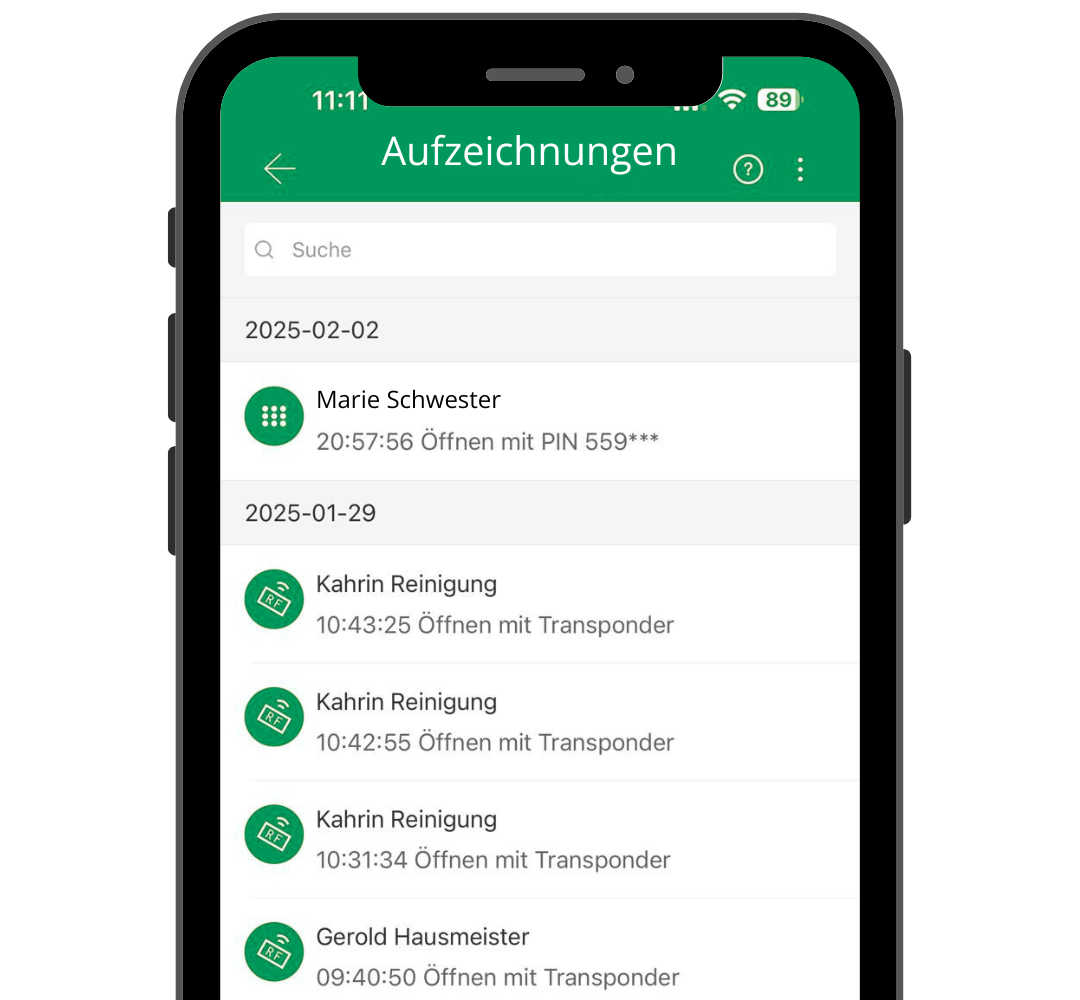 Aufzeichnungen, Verlauf und Kontrolle